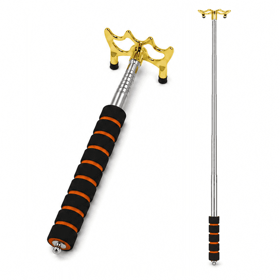 Pool Cue Snooker Stick Pool Table Accessories Retractable Billiards Cue Rest with Removable Brass Bridge Head-Golden