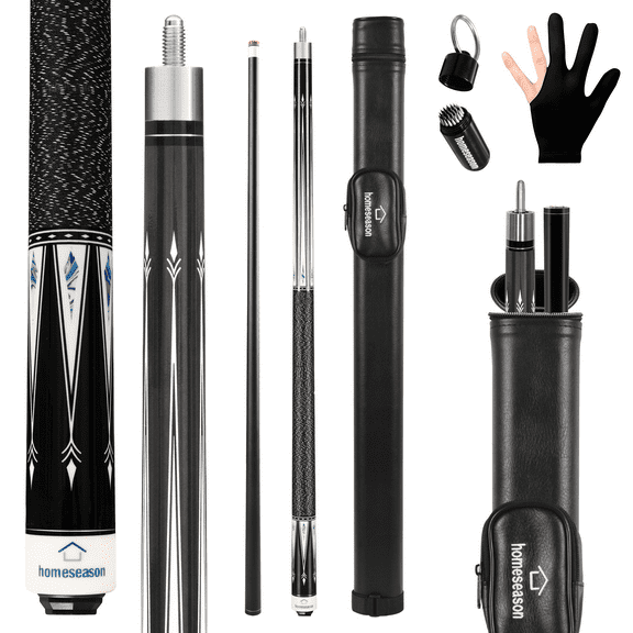 Pool Cue Stick 58" Billiard Cue Sticks Nylon Thread Grip Professional Low Deflection Pool Sticks with Leather Bag Maple Wood Pool Sticks 13mm Tip 19oz