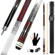 Pool Cue Stick 58" Billiard Cue Sticks with Case 3D Printed Grip Professional Low Deflection Pool Sticks Maple Wood Pool Sticks 13mm Tip - 18 OZ