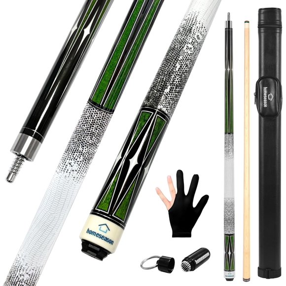 Pool Cue Stick 58" Billiard Cue Sticks with Cue Case 3D Printed Grip Professional Low Deflection Pool Sticks Maple Wood Pool Sticks 13mm Tip - 19 OZ