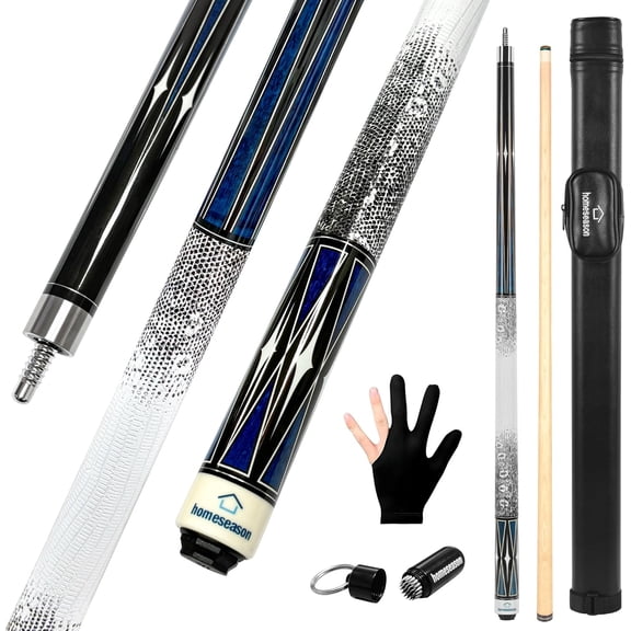 Pool Cue Stick 58" Billiard Cue Sticks with Cue bag 3D Printed Grip Professional Low Deflection Pool Sticks Maple Wood Pool Sticks 13mm Tip - 21 OZ