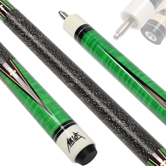 Pool Cue Stick 58'', Canadian Maple Pro Billiard Cue &13mm Leather Tip, Anti-Slip Grip, 18/19/20/21oz Billiard Pool Stick for Adults/Beginner/Pro Player (Green with Wrapped Grip)