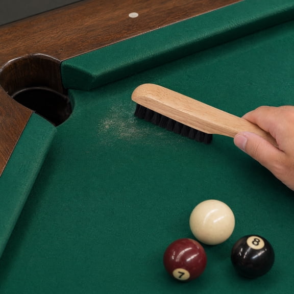 Billiard Table Brush with Wood Handle, Pool Cue Table Wiper Cloth for Cleaning Felt and Tablecloth