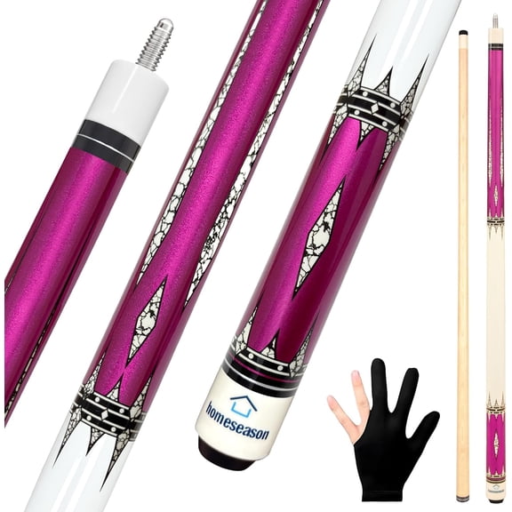 Pool Cues 58 inch Pool Cue Stick with 13mm Fiber Leather tip 20oz 4-Colors for Beginner, Commercial and Home