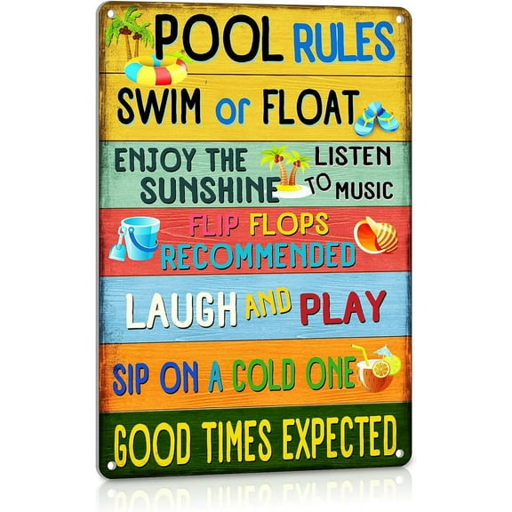 Pool Decorations Outdoor, Funny Pool Rules Signs Margaritaville Decor Its 5 O'clock Somewhere Metal Sign 12x8 Inch
