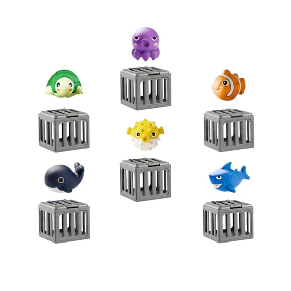 Pool Diving Rescue Toys Set, 6 Ocean Animals & 6 Dive Cages, Weighted Self-Righting Design, Summer Water Game for Kids, Bath & Beach Play, Ideal Gift for Swimmers
