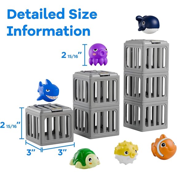 Pool Diving Toys, Water Swimming Dive Pool Game, Bath Toy Play Set W/ Fish Box Floating Animals, Fun Outdoor Beach Lake Swim Summer Party Gift