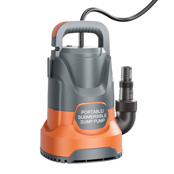 Pool Draining Submersible Sump Pump 1/3HP 5400GPH, Portable High Flow Electric Transfer Pump for Hot Tub Water Replacement & Standing Water Pumping