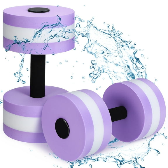 Pool Dumbbells,2Pcs Water Dumbbells - EVA Foam Swim Weights for Aqua Fitness & Resistance Training (Purple)