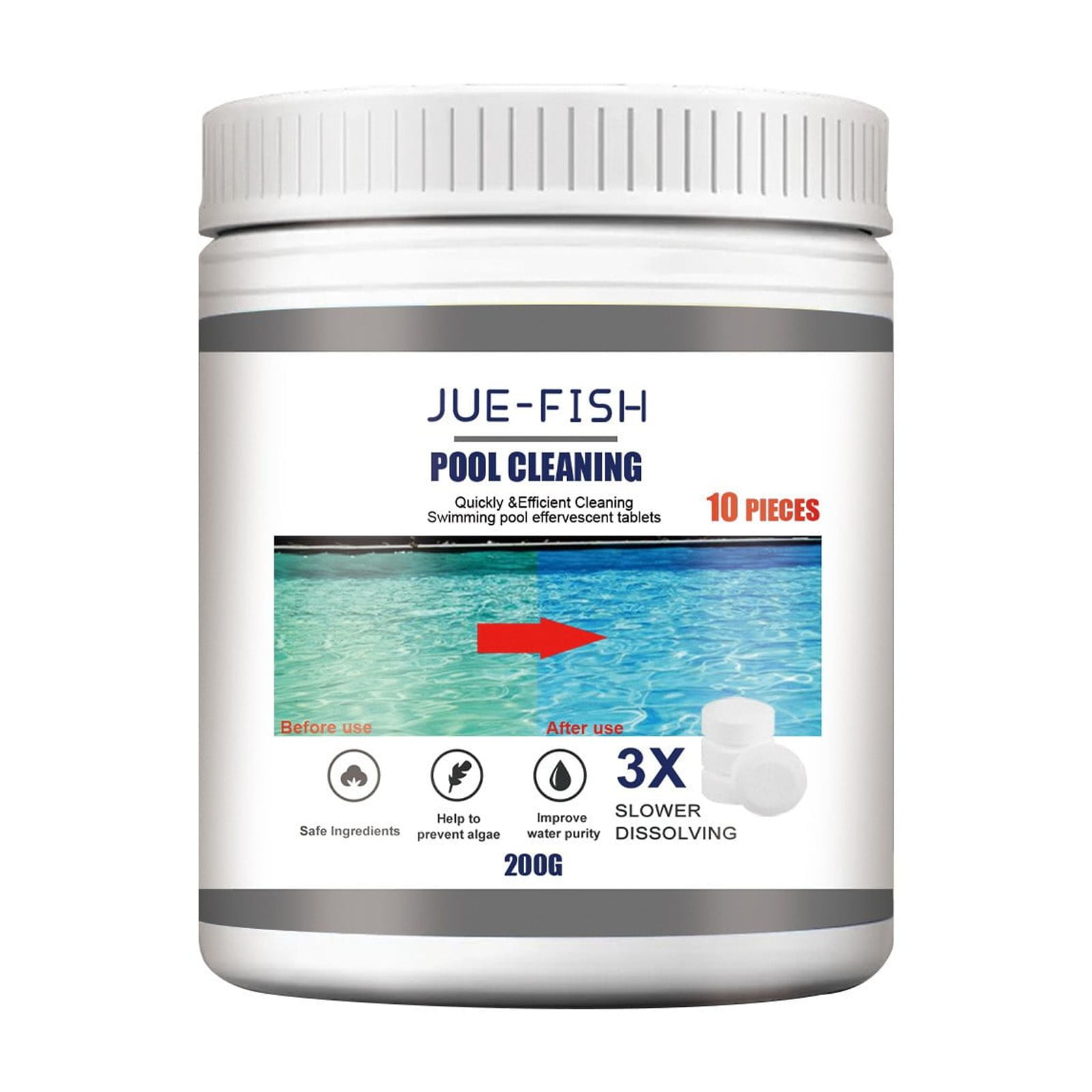 Pool Effervescent Tabs Powerful Water Clarifier & Odor Eliminator For