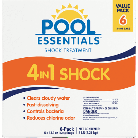 Pool Essentials 4 In 1 Shock Treatment Swimming Pool Chemical, 13.4 oz