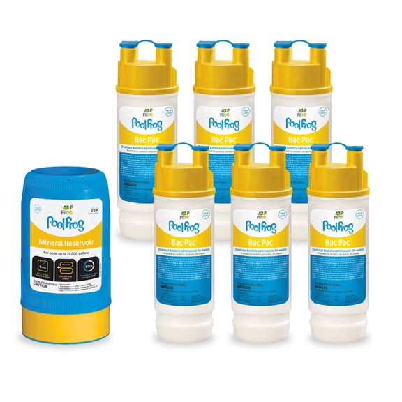 FROG Pool Mineral Reservoir Series 5400 Replacement with 3 Bac Pac Replacements - Pool Cleaner & Sanitizer for Easy Maintenance - Up to 25,000 Gallons - Mineral Reservoir 6100 and 6 Bac Pacs
