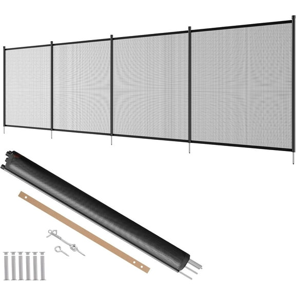 Danniu Pool Fence, 4 x 12 FT Pool Fences for Inground Pools, Removable Pool Fencing, Easy DIY Installation Swimming Pool Fence, 340gms Teslin PVC Pool Fence Mesh Protects Kids and Pets