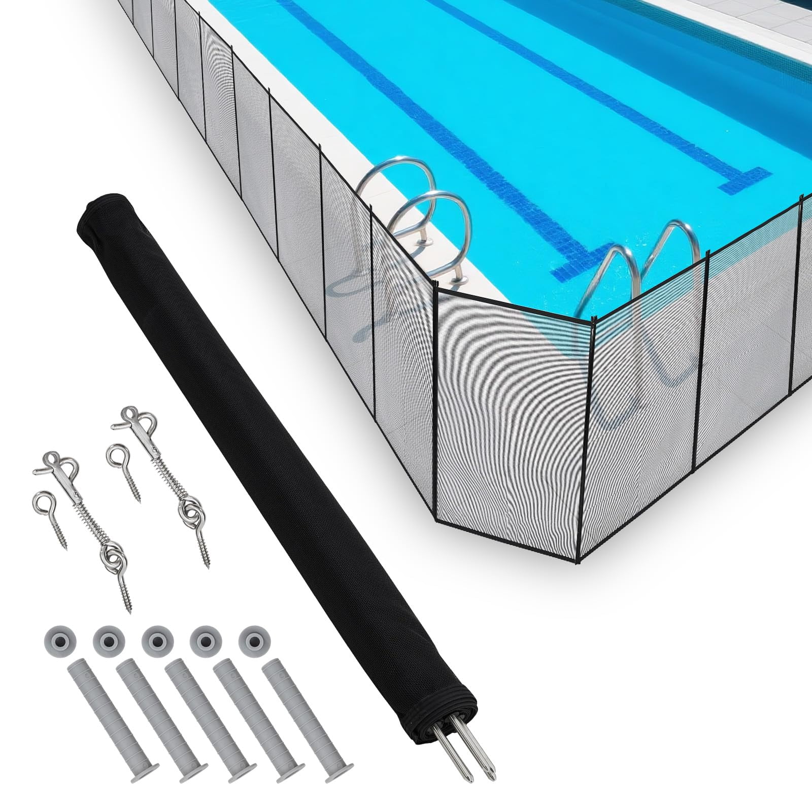 Pool Fence 4Ft x 108Ft, 320GSM Mesh with Stainless Steel Frame for Inground/Above Ground Pools, Swimming Pool Fence for Backyard Garden Pool Safety