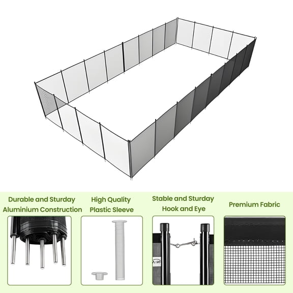 Pool Fence 4Ft x 60Ft Swimming Pool Fence in Ground Pool Safety Fencing