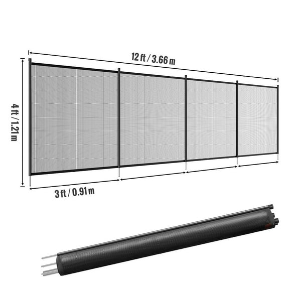 Pool Fence 4x12 FT, Removable Safety Fencing for Inground Pools, Child & Pet Pool Barrier, DIY Installation, 340gms Teslin PVC Mesh