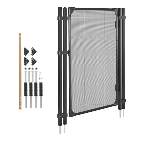 Pool Fence Gate 4x2.5ft - Inground Swimming Pool Gate Kit, Self-Closing & Latching, Aluminum Alloy Frame, 352gsm Teslin Mesh, Black Outdoor Security