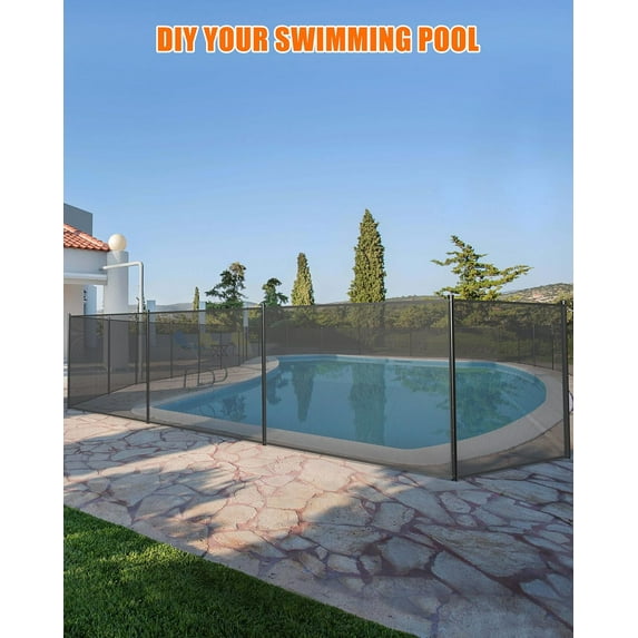 Pool Fence,Swimming Pool Fence in Ground Pool Safety Fencing, 340 GMS Teslin PVC Mesh Pool Safety Fence with Stainless Steel Legs,Easy DIY Installation