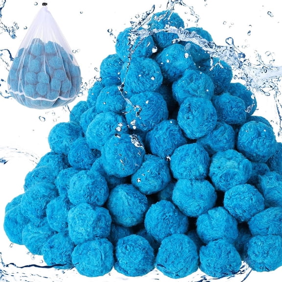Pool Filter Balls for Sand Filter, Reusable Fiber Filter Media Balls, Replace Pool Filter Sand for Aquarium Tank, Pools Sand Filter Systems,Blue/0.44 lbs