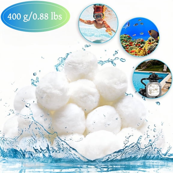 0.88 lbs Pool Filter Balls for Sand Filter, Reusable White Fiber Filter Media Balls, Replace Pool Filter Sand for Aquarium Tank, Pools Sand Filter Systems