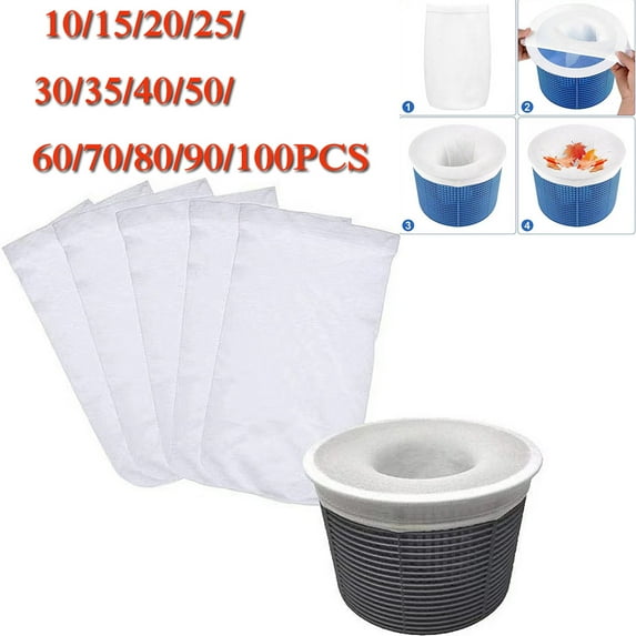 Pool Filter Socks for Pool Skimmer, Pool Skimmer Socks for Inground Pool or Above Ground Pool Filter, Ultra Fine Mesh Screen Liner Skimmer Basket Sock Scum Sock Saver, Debris Leaves Catcher
