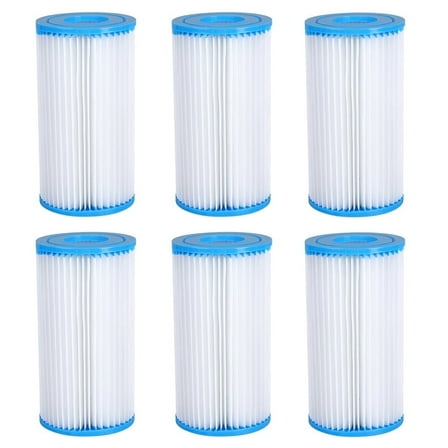Pool Filters Size A or C for Summer Waves, 6 Pack Type A or C Pool Filter Cartridge Replacement A/C Pool Filters Compatible with Easy Set Type A Filters