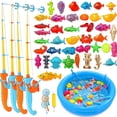 thumbnail image 1 of VANNYVANYA Fishing Game Toy for Kids, with Pool and Extendable 4 Fishing Rod Set, Bath Toys, Water Table Accessories ﻿, 1 of 8