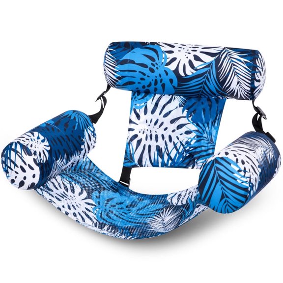 Pool Float Chair for Adults, Inflatable Pool Lounge, Plant Pattern Floating Mat, Hammock, Blow-Up Water Chair, Maple Leaf Design, Perfect for Parties, Summer Fun on the Water, Beach-Themed Design