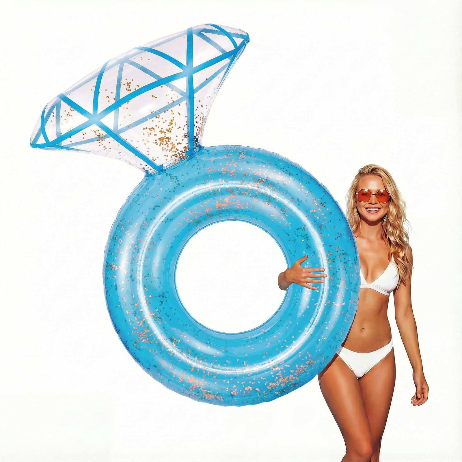 Bachelorette Party Inflatable Diamond Ring Float Bachelorette Inflatable Engagement Ring Koorium Inflatable Pool Ring Float  Diamond Ring For Adults, Supports 265 Lbs,36 Inch, Blue