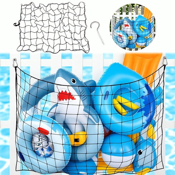 Pool Float Storage Mesh Set Extra Large Hanging Organizer Net with Hooks for Inflatable Floats and Pool Toys 47.2 x 70.9 Inch
