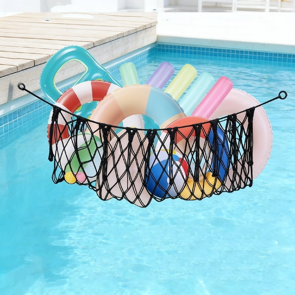Pool Float Storage Organizer, Hanging Mesh Bag for Pool Toys, Large Poolside Holder Net,Swimming Pool Inflatable Toy Hanging Organizer for Inflatable Balls, Water Rafts, Swimming Pool Accessorie