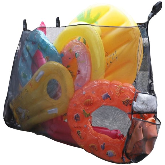 Pool Float Toys Storage Bag,Large Pool Float Organizer Hanging Mesh Bag for Balls,Floats,Water Infla Black Polyester