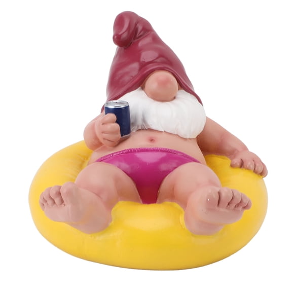 Pool Floater Gnome Statue, Resin Pool Party Relaxing Funny Garden Floating Gnome Figurine for Lawn Patio Yard Outdoor Decor