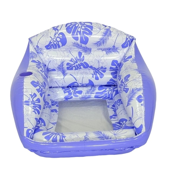Pool Floating Chair Inflatable Water Recliner Lounge Seat Purple Tropical Print for Adult Swimming Pool Lake Relaxation Leisure Seat for Poolside Backyard Summer Use 1 Pack