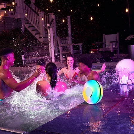 Pool Floating Speaker with Color Light, Bluetooth Speaker, Portable Bluetooth Speaker, Waterproof Bluetooth Speaker, Good for Summer Days, Beach-Party, Camping, Hiking or Biking.