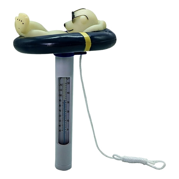 Pool Floating Thermometer With String, Easy Read Water Temperature Gauge For Ice Weather, Outdoor Indoor Swimming Pools Spas Hot Tubs (White)