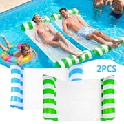 Pool Floats, 2 Pcs Inflatable Water Hammock Pool Lounger Floating Bed Chair Multi-Purpose for Adults Green & Blue
