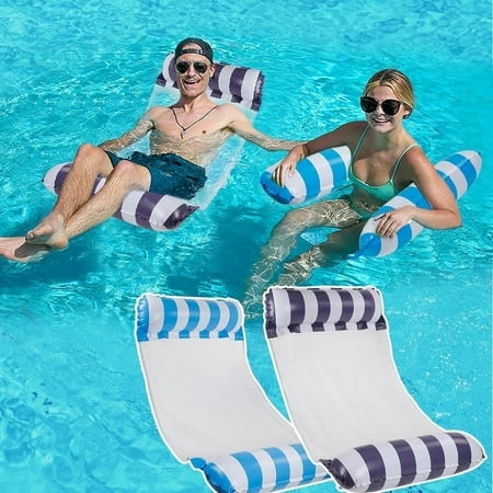 Pool Floats Adult Heavy Duty Inflatable Floating Pool Toys 51.2 x 27.6 in Blue