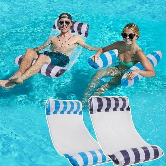 Pool Floats Adult Heavy Duty Inflatable Floating Pool Toys 51.2 x 27.6 in Blue