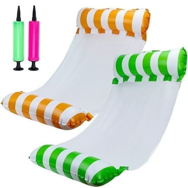 Pool Floats Adult Heavy Duty Inflatable Floating Toys 51.2 x 27.6 in 2 Count Orange and Green