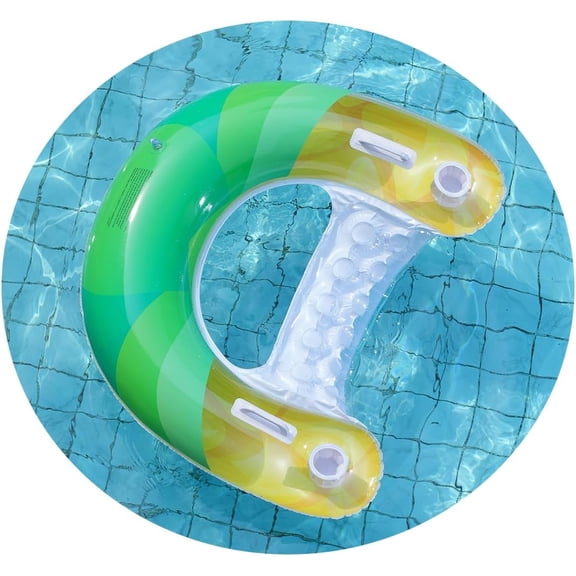 Pool Floats Adult, Inflatable Pool Float Chair with Cup Holder and Handles, U Shaped Floating Lounge Seat for Pool Lake Beach Party, 39 x 30 in, 220 lb