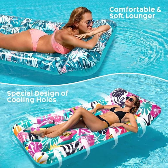 Pool Floats Adult, Inflatable Tanning Pool Float Lounger, Cooling Pool Rafts Floaties for Adults Floating Mat for Summer Outdoor Lake River Beach Pool Party