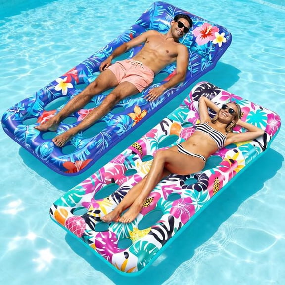 Pool Floats Adult, Inflatable Tanning Pool Float Lounger, Cooling Pool Rafts Floaties for Adults Floating Mat for Summer Outdoor Lake River Beach Pool Party