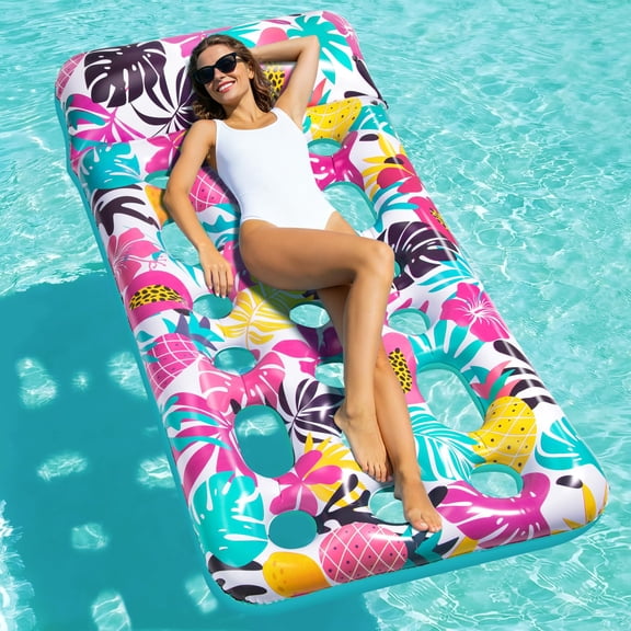 Pool Floats Adult, Inflatable Tanning Pool Float Lounger, Cooling Pool Rafts Floaties for Adults Floating Mat for Summer Outdoor Lake River Beach Pool Party