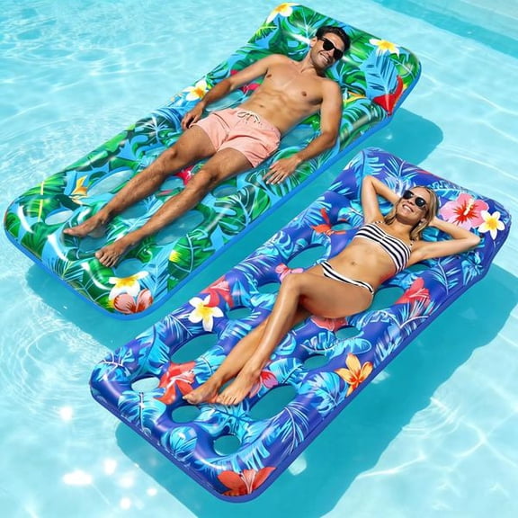 Pool Floats Adult, Inflatable Tanning Pool Float Lounger, Cooling Pool Rafts Floaties for Adults Floating Mat for Summer Outdoor Lake River Beach Pool Party