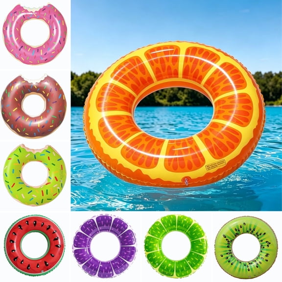 Pool Floats Adults, Fruit Pool Float - Fruit Tube & Ring for Beach & Pool, Summer Essentials, Orange