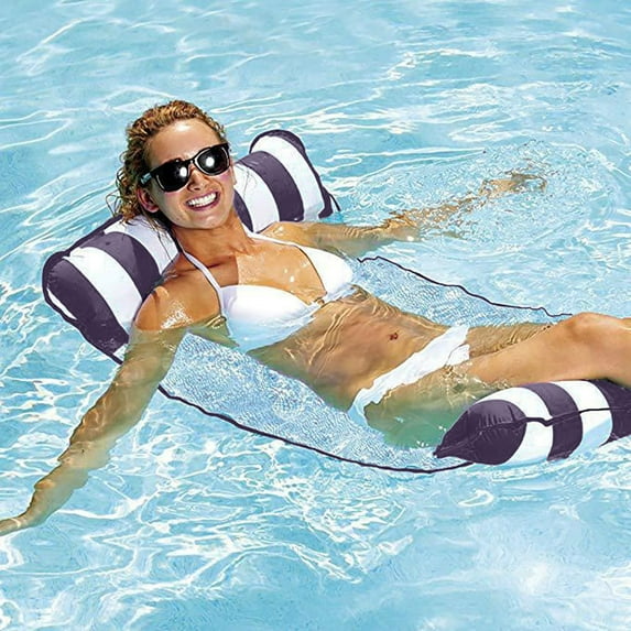 Pool Floats for Adults, Inflatable Pool Lounge Chair, Foldable Floating Water Hammock with Headrest, Pool Floats for Pool Party Summer Water Fun, 53" x 27.5"