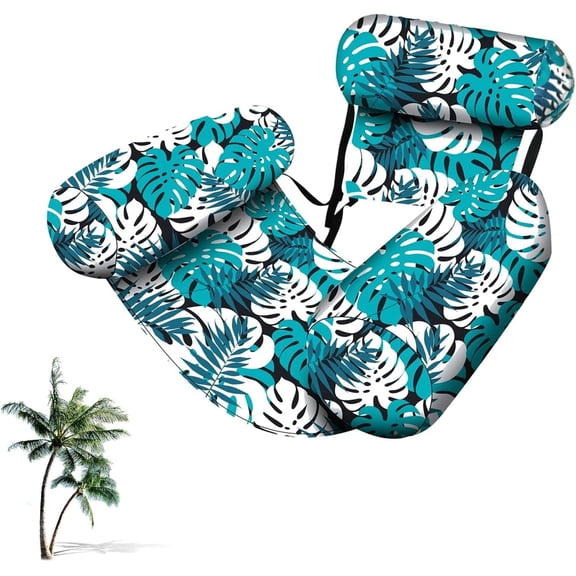 Pool Floats Chairs Adult,Inflatable Pool Lounge,Plant Pattern Floating Mat Hammock,Blow up Water Chairs Noodles rafts for Party Summer Water Beach Fun