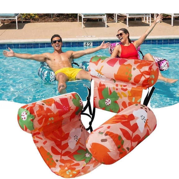 Pool Floats Chair Adult,Inflatable Pool Lounge,Plant Pattern Floating Mat Hammock,Blow up Water Chairs Noodles rafts for Party Summer Water Beach Fun