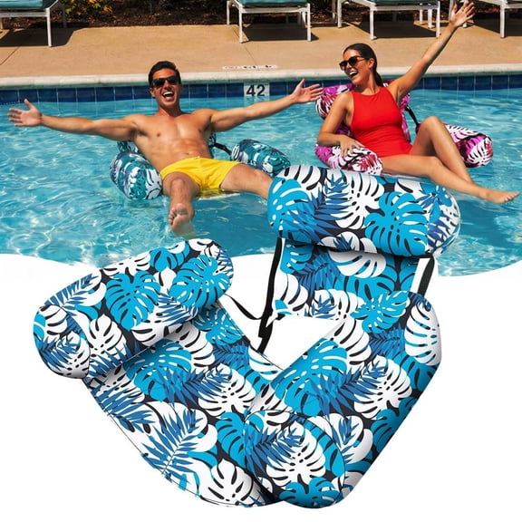 Pool Floats Chair Adult,Inflatable Pool Lounge,Plant Pattern Floating Mat for Party Summer Water Beach Fun